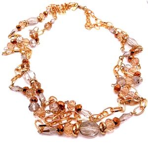 Vintage INC Faceted Gold Tone Necklace 37”